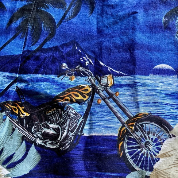 Pacific Legend VTG Hawaii Mini Dress Womens M Chopper Motorcycle Blue Cotton USA - Picture 4 of 14
